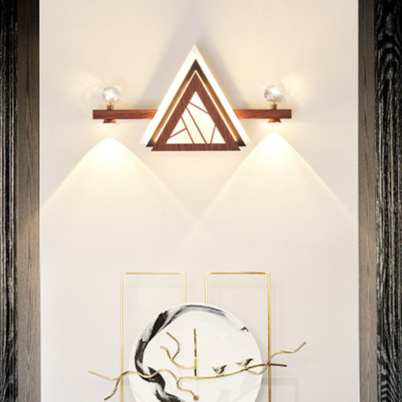 Applique murale LED en acrylique cristal de fer triangulaire chinois traditionnel pour chambre 
