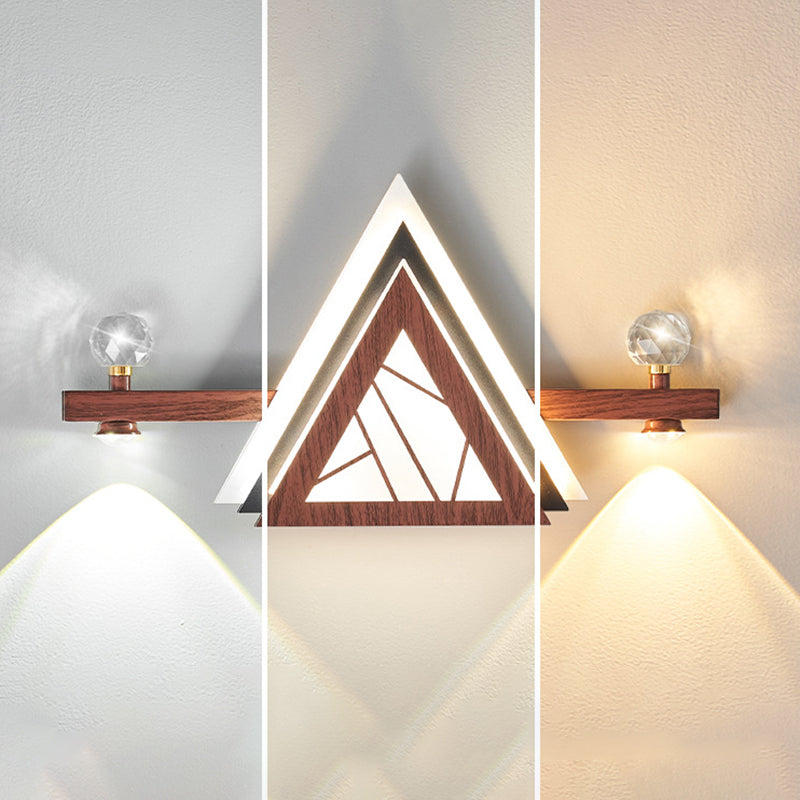 Applique murale LED en acrylique cristal de fer triangulaire chinois traditionnel pour chambre 