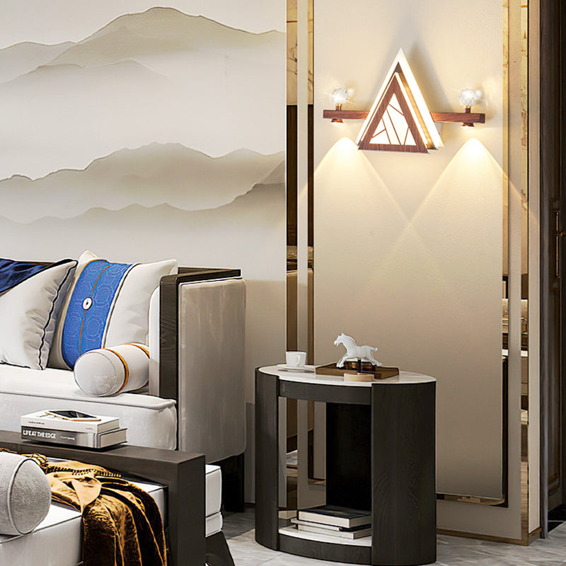 Applique murale LED en acrylique cristal de fer triangulaire chinois traditionnel pour chambre 