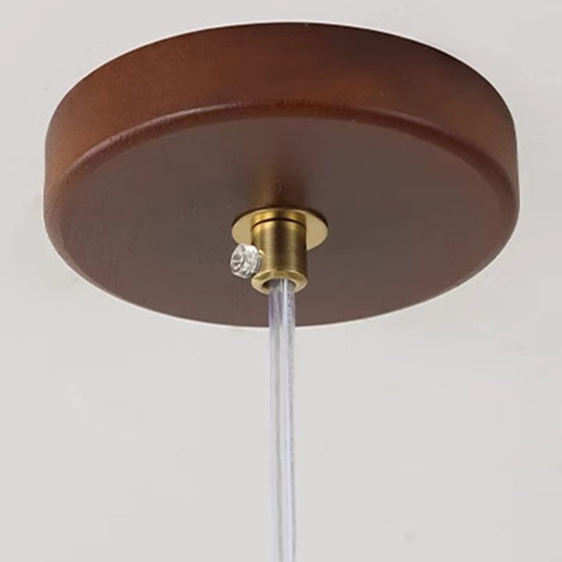 Traditionelle japanische Frustum-Kegel-Kupfer-Holz-Baumwollkordel 1/2/3 Licht Pendelleuchte für Wohnzimmer 