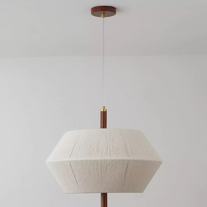 Traditionelle japanische Frustum-Kegel-Kupfer-Holz-Baumwollkordel 1/2/3 Licht Pendelleuchte für Wohnzimmer 