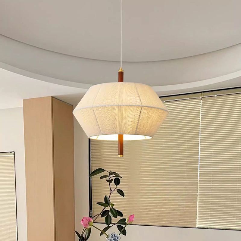 Traditionelle japanische Frustum-Kegel-Kupfer-Holz-Baumwollkordel 1/2/3 Licht Pendelleuchte für Wohnzimmer 