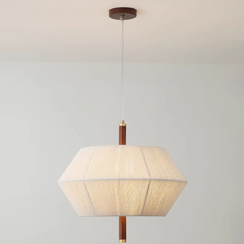 Traditionelle japanische Frustum-Kegel-Kupfer-Holz-Baumwollkordel 1/2/3 Licht Pendelleuchte für Wohnzimmer 