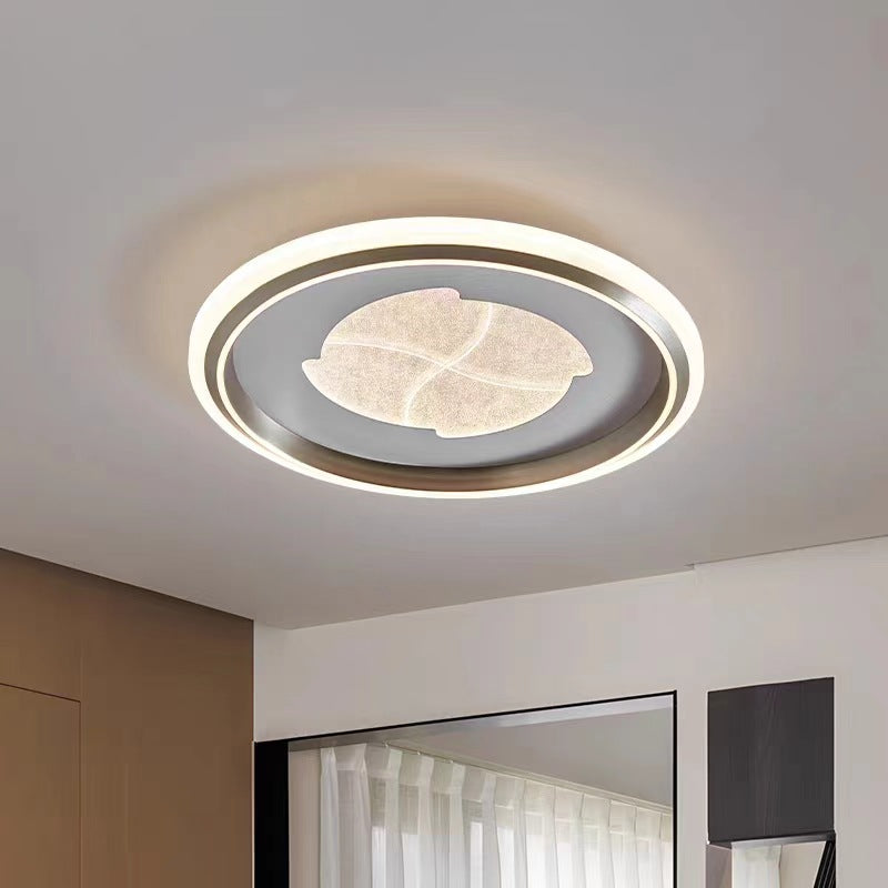 Modern Simplicity Round Iron Aluminum Acrylic LED Flush Mount Ceiling Light For Bedroom