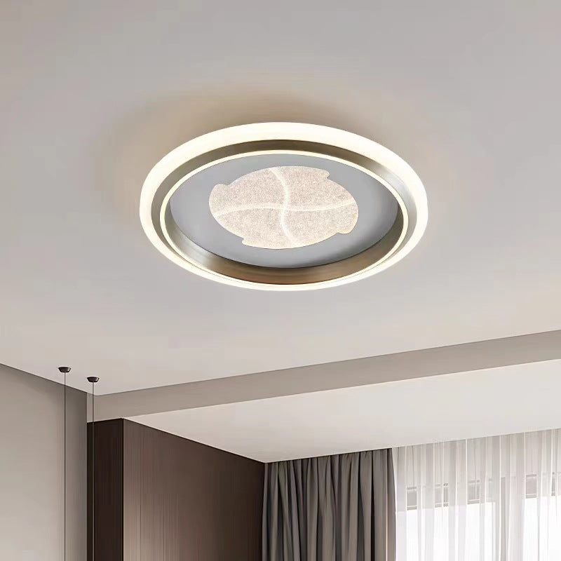 Modern Simplicity Round Iron Aluminum Acrylic LED Flush Mount Ceiling Light For Bedroom