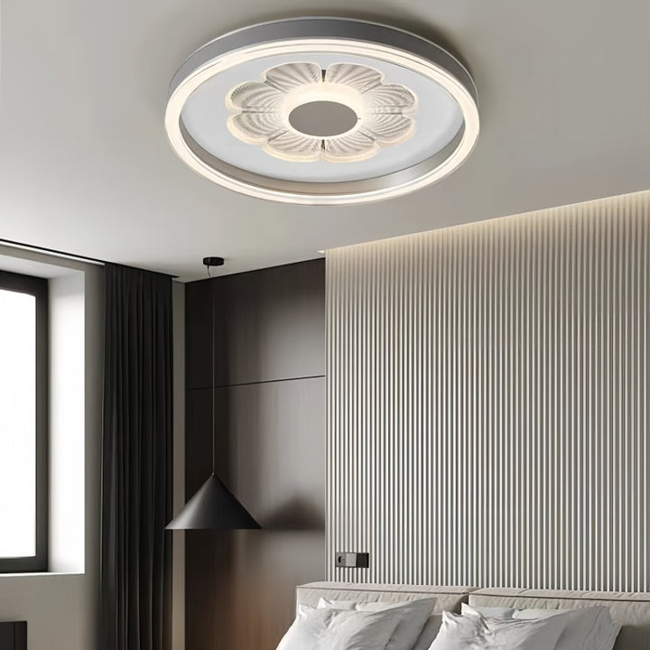 Luz de techo empotrada LED de hierro redondo contemporáneo creativo de aluminio acrílico y cuero para dormitorio 
