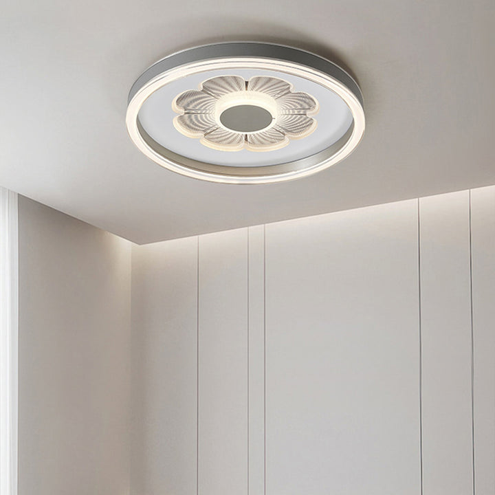 Luz de techo empotrada LED de hierro redondo contemporáneo creativo de aluminio acrílico y cuero para dormitorio 