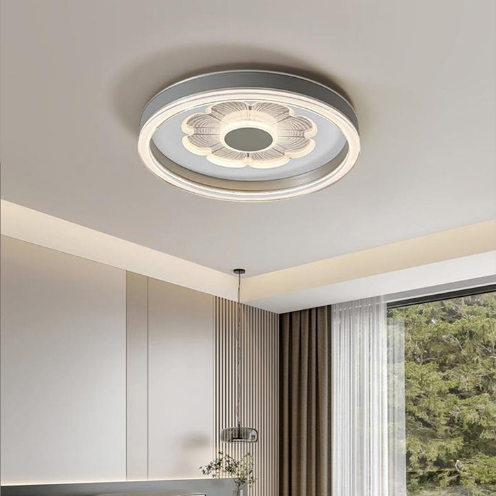 Luz de techo empotrada LED de hierro redondo contemporáneo creativo de aluminio acrílico y cuero para dormitorio 