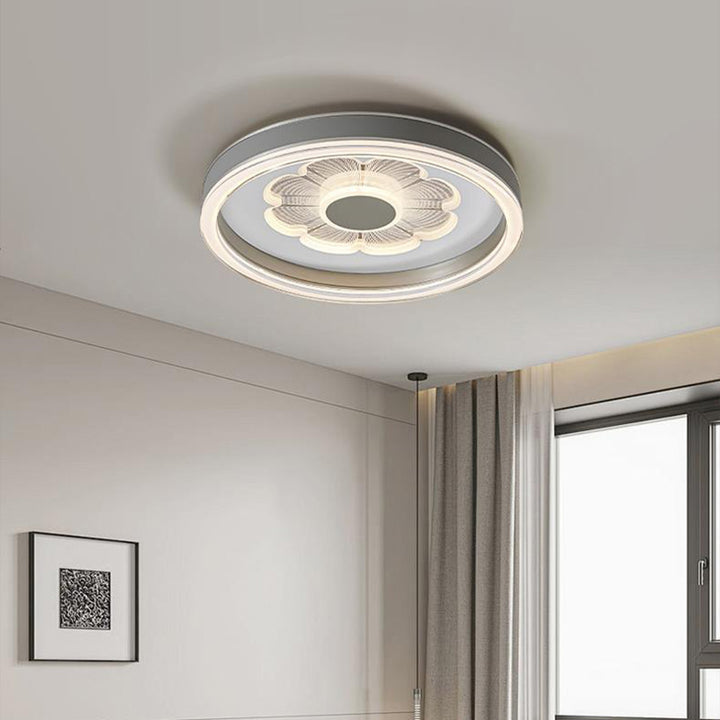 Luz de techo empotrada LED de hierro redondo contemporáneo creativo de aluminio acrílico y cuero para dormitorio 