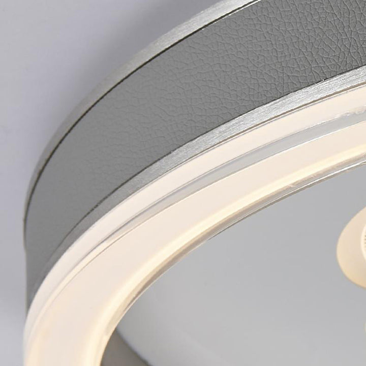 Luz de techo empotrada LED de hierro redondo contemporáneo creativo de aluminio acrílico y cuero para dormitorio 
