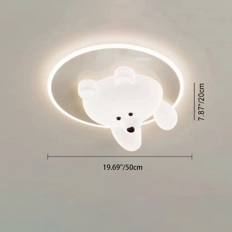 Zeitgenössische kreative Kinder Cartoon Bär runde Eisen Acryl LED Deckenleuchte für Schlafzimmer 