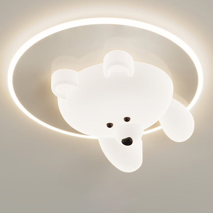 Zeitgenössische kreative Kinder Cartoon Bär runde Eisen Acryl LED Deckenleuchte für Schlafzimmer 
