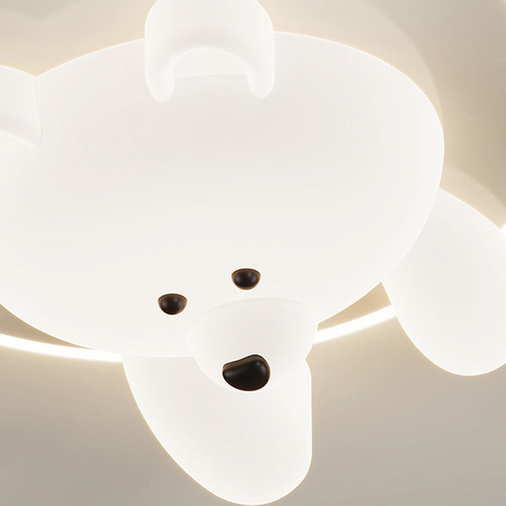 Zeitgenössische kreative Kinder Cartoon Bär runde Eisen Acryl LED Deckenleuchte für Schlafzimmer 