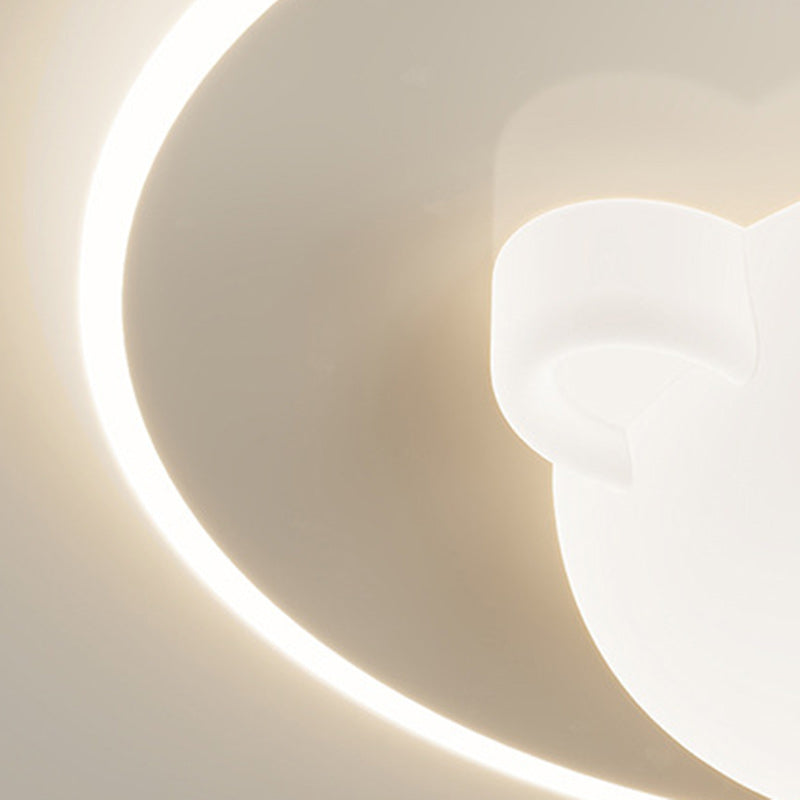 Zeitgenössische kreative Kinder Cartoon Bär runde Eisen Acryl LED Deckenleuchte für Schlafzimmer 