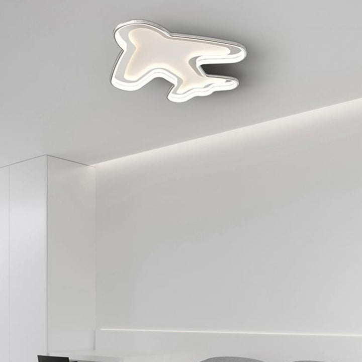 Modern Simplicity Kids Airplane Metal Aluminum PC LED Flush Mount Ceiling Light For Bedroom