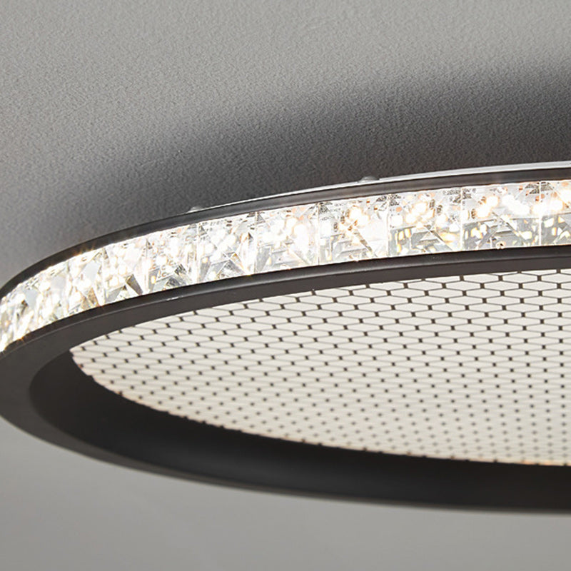 Traditional Vintage Round Aluminum Acrylic Crystal PVC LED Flush Mount Ceiling Light For Bedroom