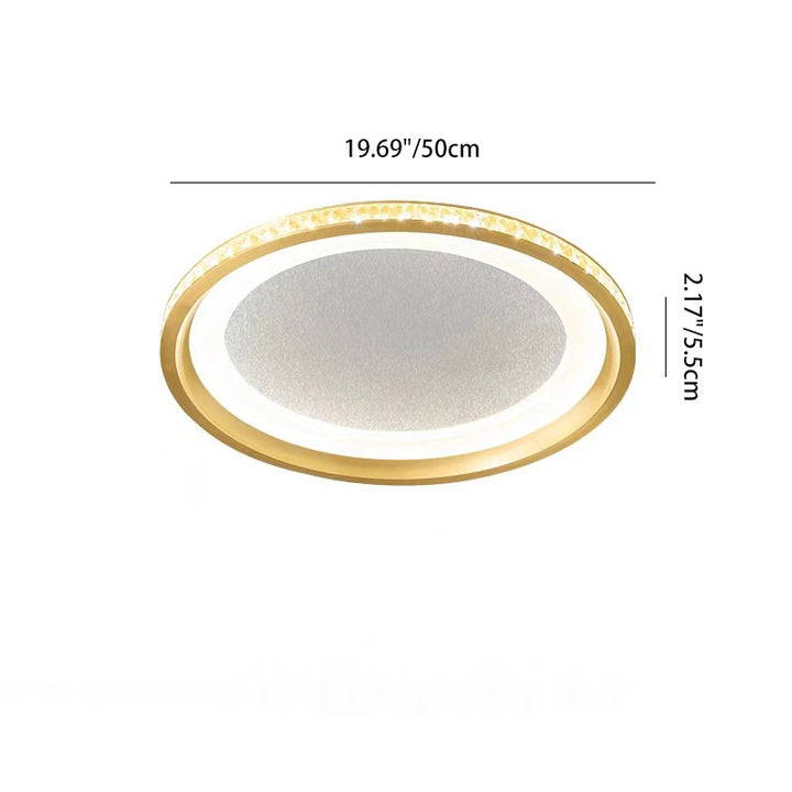 Modern Luxury Round Aluminum Crystal Acrylic LED Flush Mount Ceiling Light For Bedroom