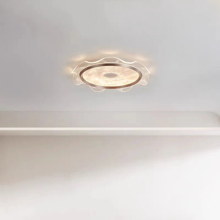 Lustre Plafonnier LED en Aluminium et Acier au Carbone Transparent avec Fleurs Modernes et Acrylique pour Chambre 