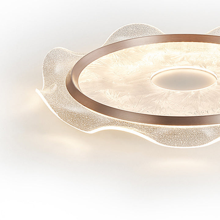 Lustre Plafonnier LED en Aluminium et Acier au Carbone Transparent avec Fleurs Modernes et Acrylique pour Chambre 