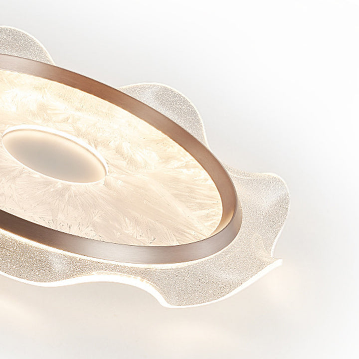 Lustre Plafonnier LED en Aluminium et Acier au Carbone Transparent avec Fleurs Modernes et Acrylique pour Chambre 