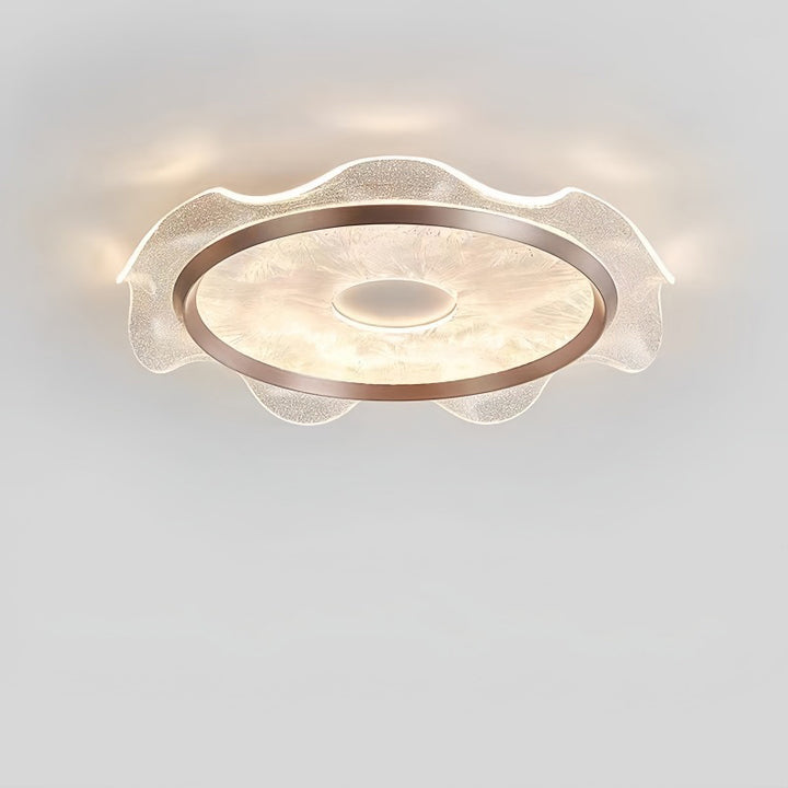 Lustre Plafonnier LED en Aluminium et Acier au Carbone Transparent avec Fleurs Modernes et Acrylique pour Chambre 