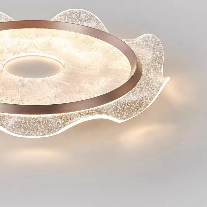 Lustre Plafonnier LED en Aluminium et Acier au Carbone Transparent avec Fleurs Modernes et Acrylique pour Chambre 
