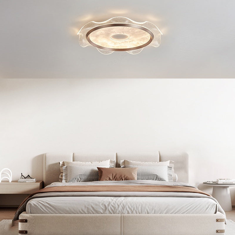 Lustre Plafonnier LED en Aluminium et Acier au Carbone Transparent avec Fleurs Modernes et Acrylique pour Chambre 