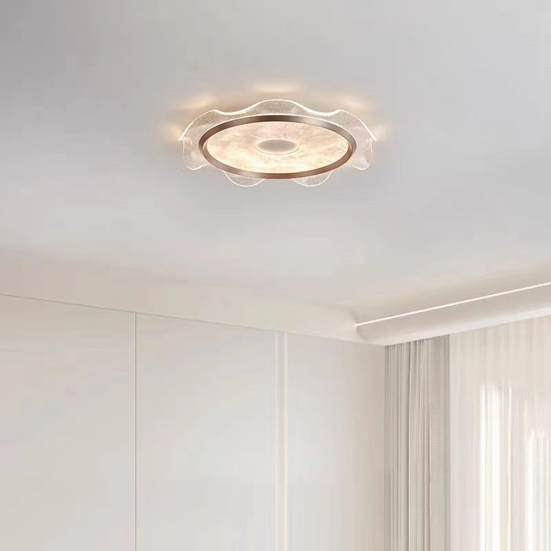 Lustre Plafonnier LED en Aluminium et Acier au Carbone Transparent avec Fleurs Modernes et Acrylique pour Chambre 