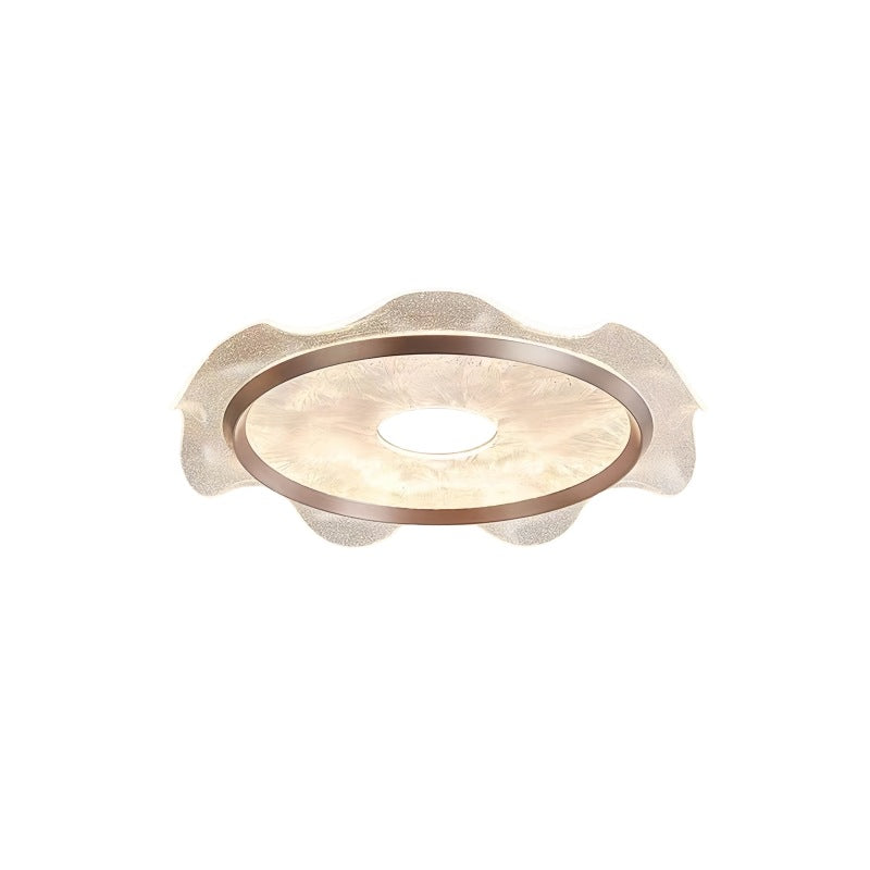 Lustre Plafonnier LED en Aluminium et Acier au Carbone Transparent avec Fleurs Modernes et Acrylique pour Chambre 