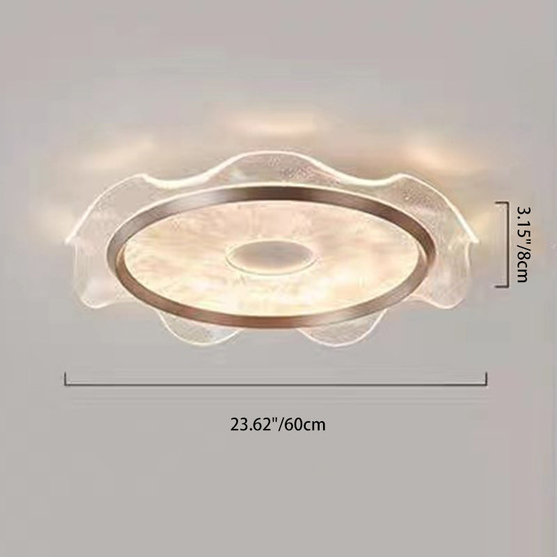 Lustre Plafonnier LED en Aluminium et Acier au Carbone Transparent avec Fleurs Modernes et Acrylique pour Chambre 