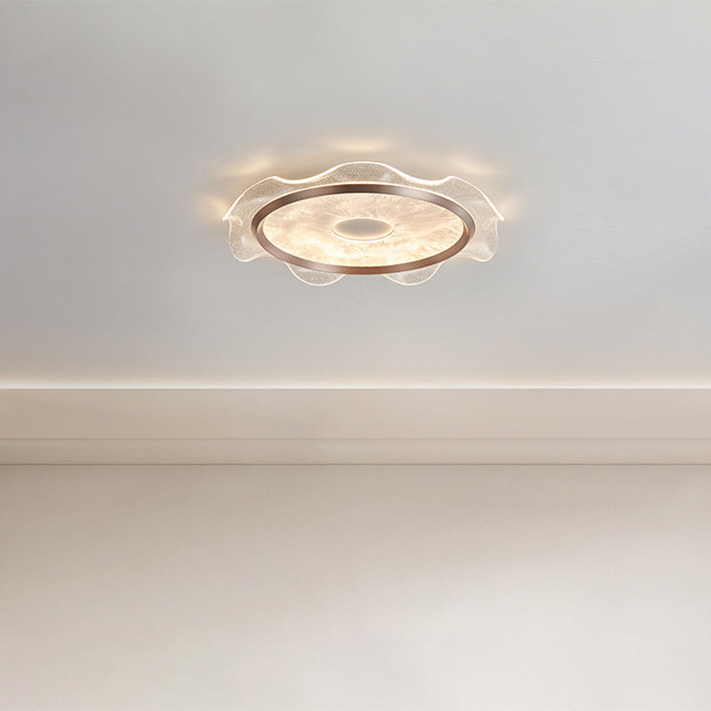 Lustre Plafonnier LED en Aluminium et Acier au Carbone Transparent avec Fleurs Modernes et Acrylique pour Chambre 