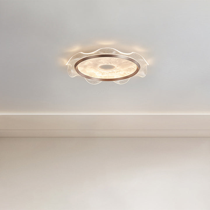 Lustre Plafonnier LED en Aluminium et Acier au Carbone Transparent avec Fleurs Modernes et Acrylique pour Chambre 