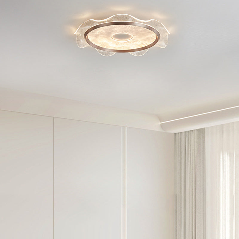 Lustre Plafonnier LED en Aluminium et Acier au Carbone Transparent avec Fleurs Modernes et Acrylique pour Chambre 