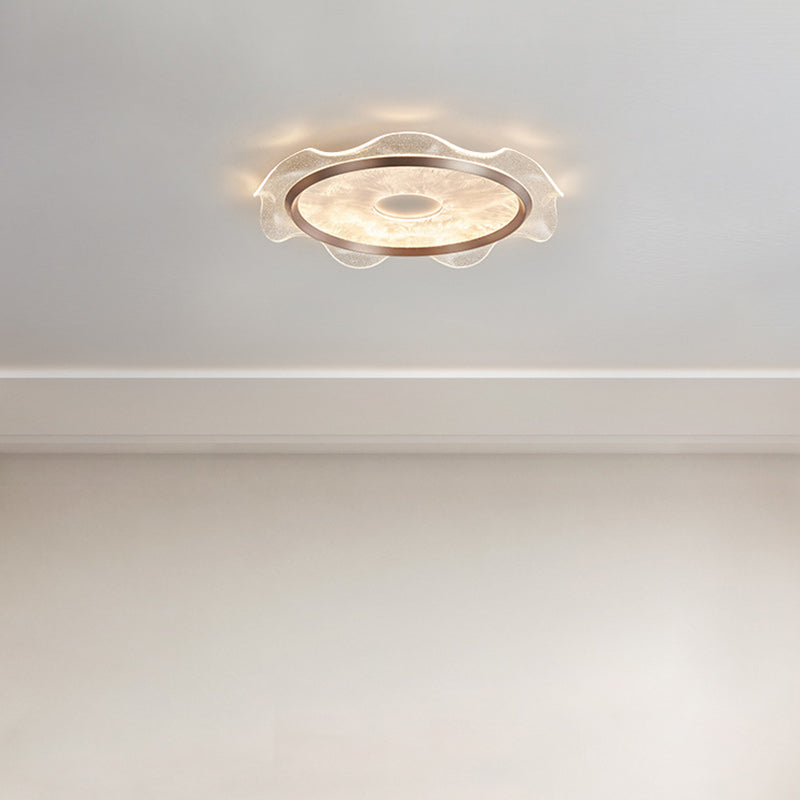 Lustre Plafonnier LED en Aluminium et Acier au Carbone Transparent avec Fleurs Modernes et Acrylique pour Chambre 