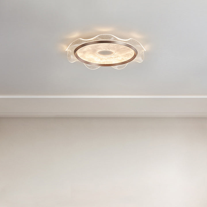 Lustre Plafonnier LED en Aluminium et Acier au Carbone Transparent avec Fleurs Modernes et Acrylique pour Chambre 
