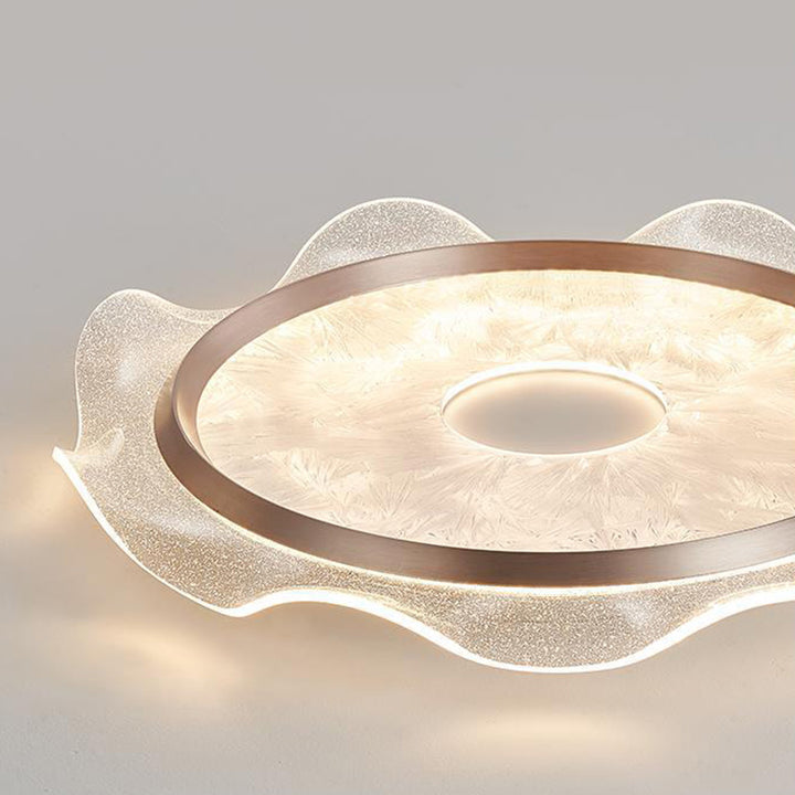 Lustre Plafonnier LED en Aluminium et Acier au Carbone Transparent avec Fleurs Modernes et Acrylique pour Chambre 
