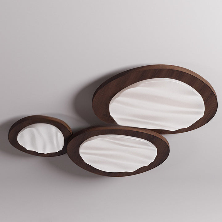 Plafonnier LED en PVC métallique ovale traditionnel japonais pour salon 