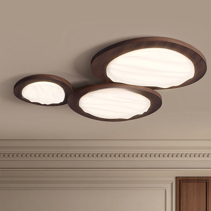 Plafonnier LED en PVC métallique ovale traditionnel japonais pour salon 