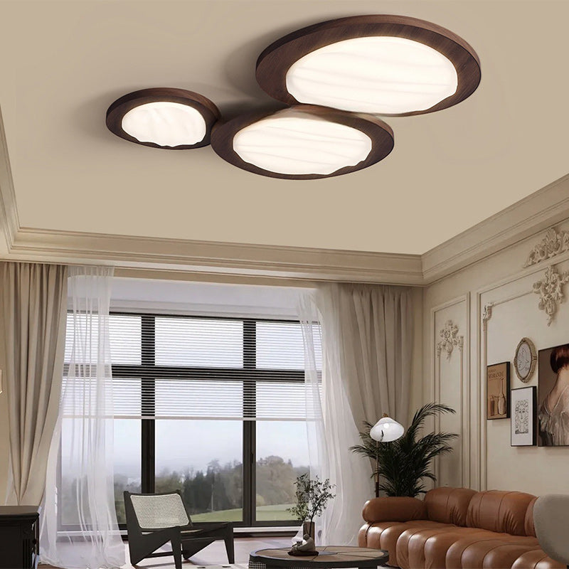 Plafonnier LED en PVC métallique ovale traditionnel japonais pour salon 