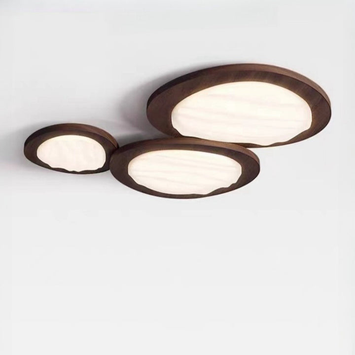 Plafonnier LED en PVC métallique ovale traditionnel japonais pour salon 