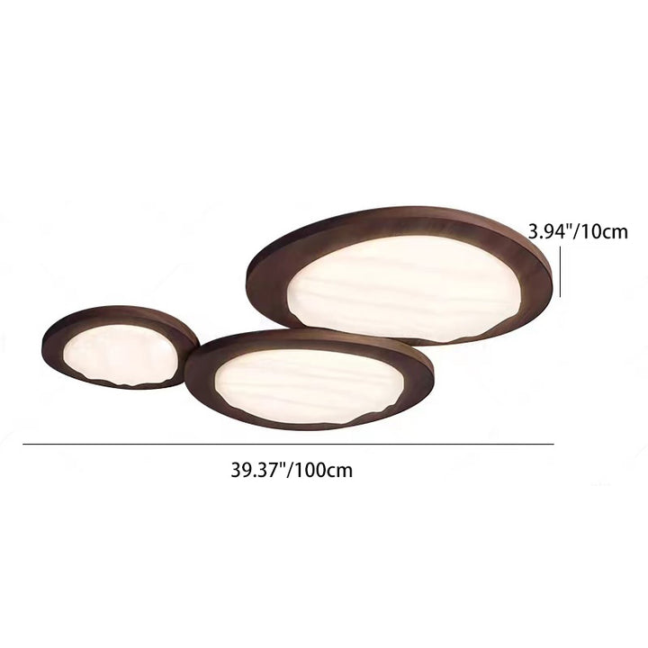 Plafonnier LED en PVC métallique ovale traditionnel japonais pour salon 