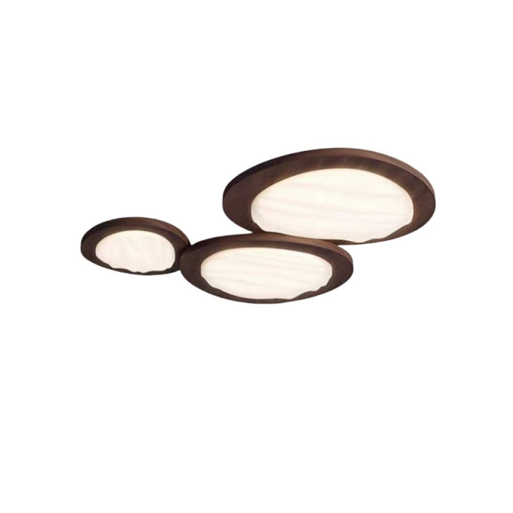 Plafonnier LED en PVC métallique ovale traditionnel japonais pour salon 