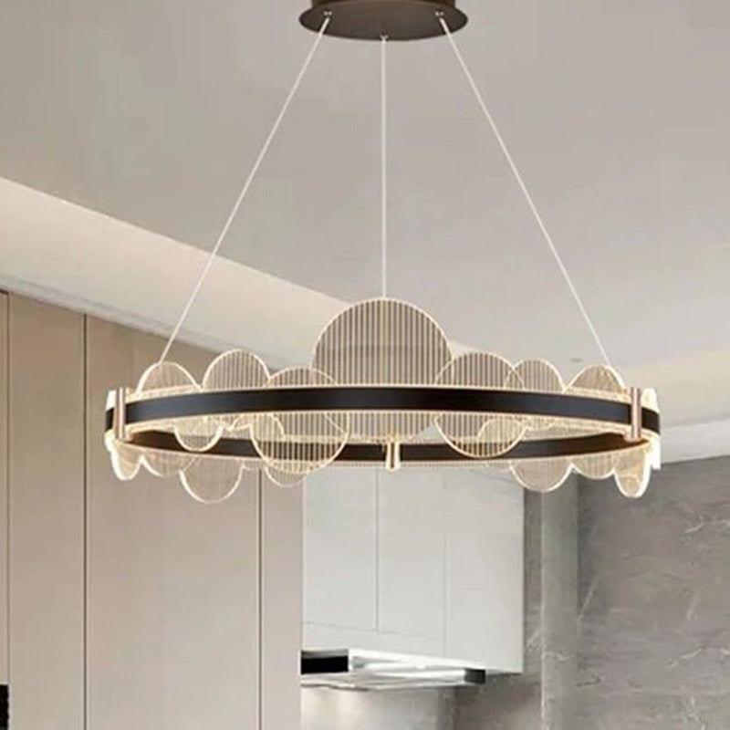 Lustre LED en aluminium acrylique circulaire nordique contemporain pour salon 