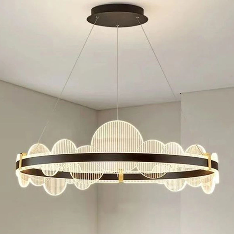 Lustre LED en aluminium acrylique circulaire nordique contemporain pour salon 