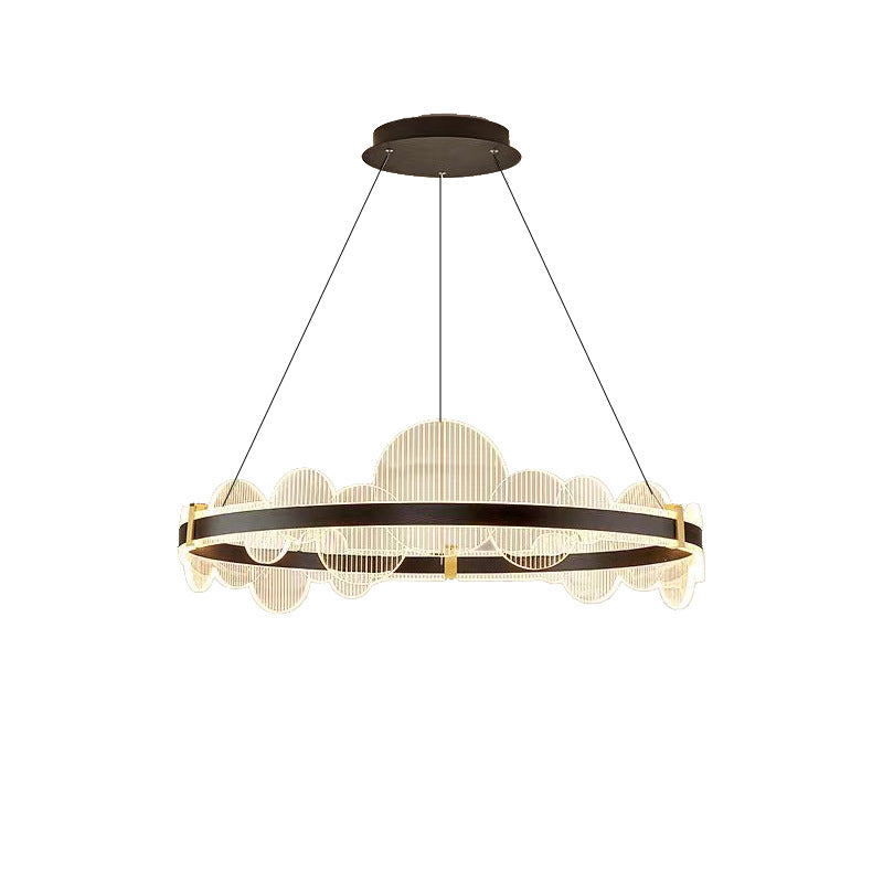 Lustre LED en aluminium acrylique circulaire nordique contemporain pour salon 