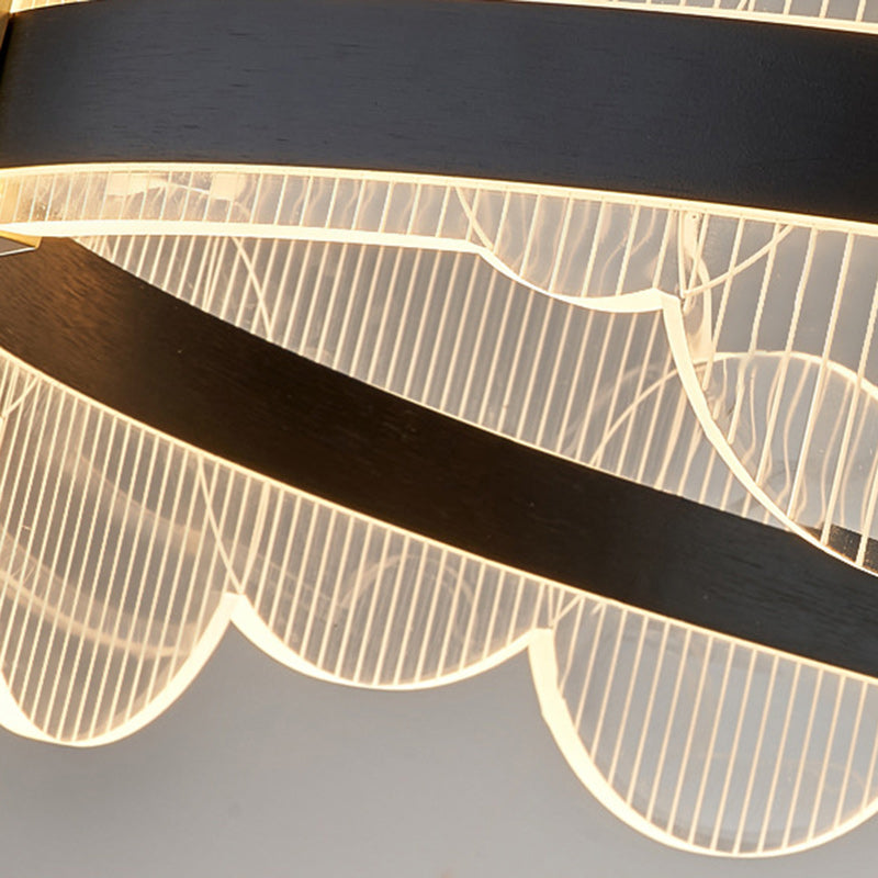 Lustre LED en aluminium acrylique circulaire nordique contemporain pour salon 