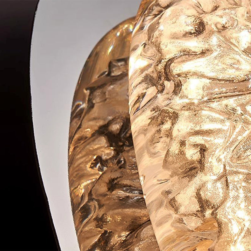 Moderne Luxus ovale Deckenleuchte aus Edelstahl mit Cracked Ice Harz und LED für das Schlafzimmer 