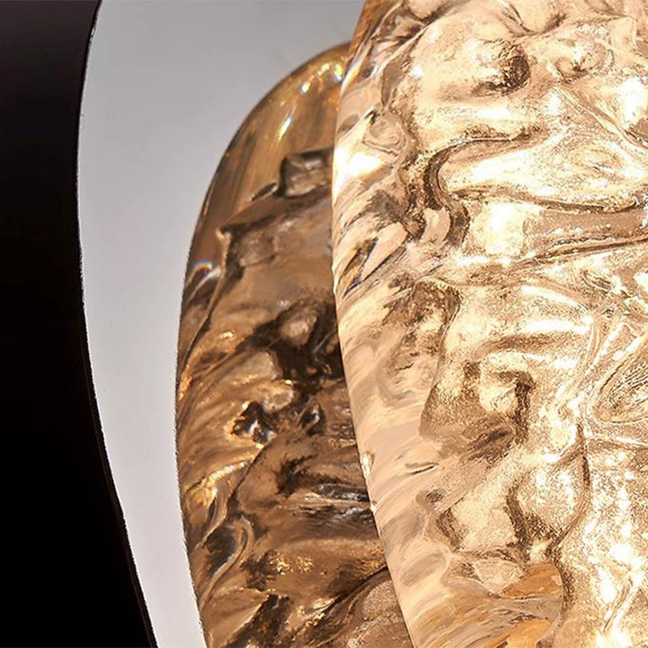 Moderne Luxus ovale Deckenleuchte aus Edelstahl mit Cracked Ice Harz und LED für das Schlafzimmer 