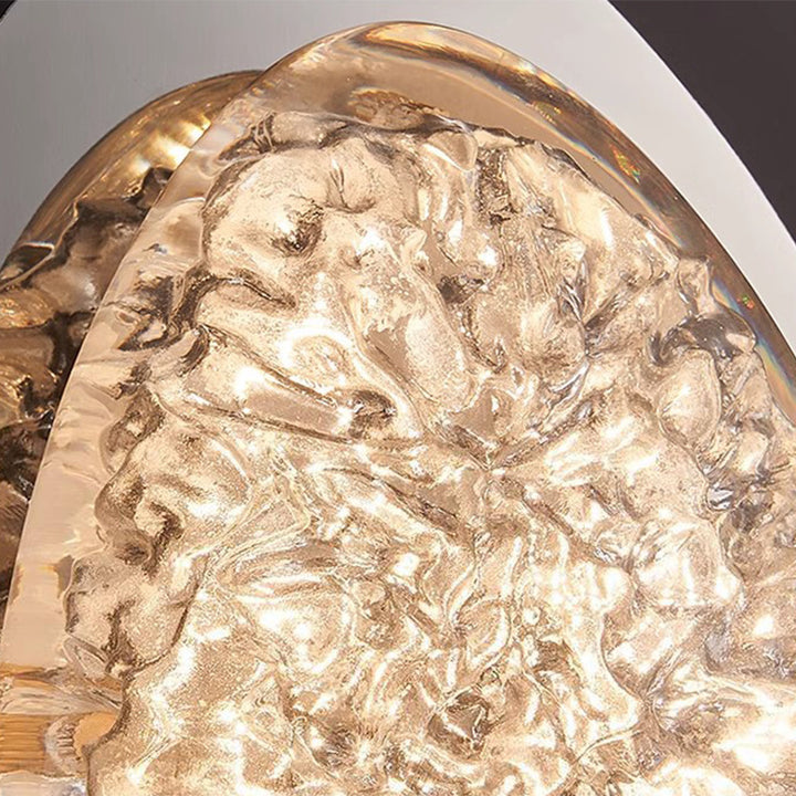 Moderne Luxus ovale Deckenleuchte aus Edelstahl mit Cracked Ice Harz und LED für das Schlafzimmer 