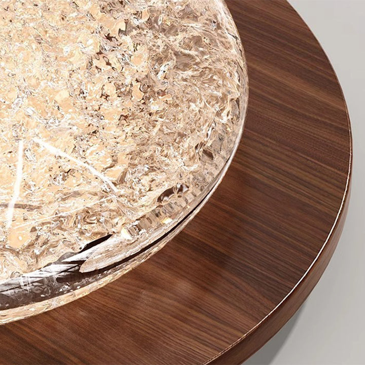 Moderne Luxus ovale Deckenleuchte aus Edelstahl mit Cracked Ice Harz und LED für das Schlafzimmer 